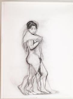 Parisian Lady - 2025 - Charcoal on Fabriano -